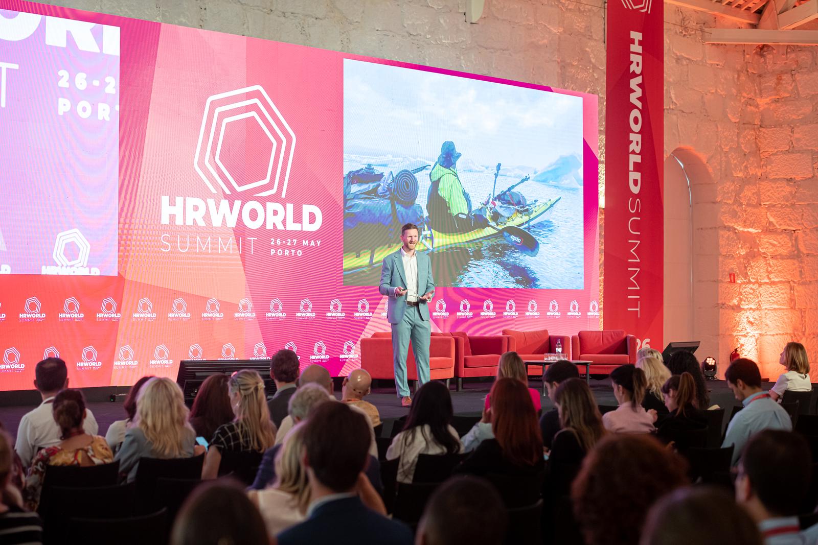 Mark Agnew on stage at the HRWorld Summit
